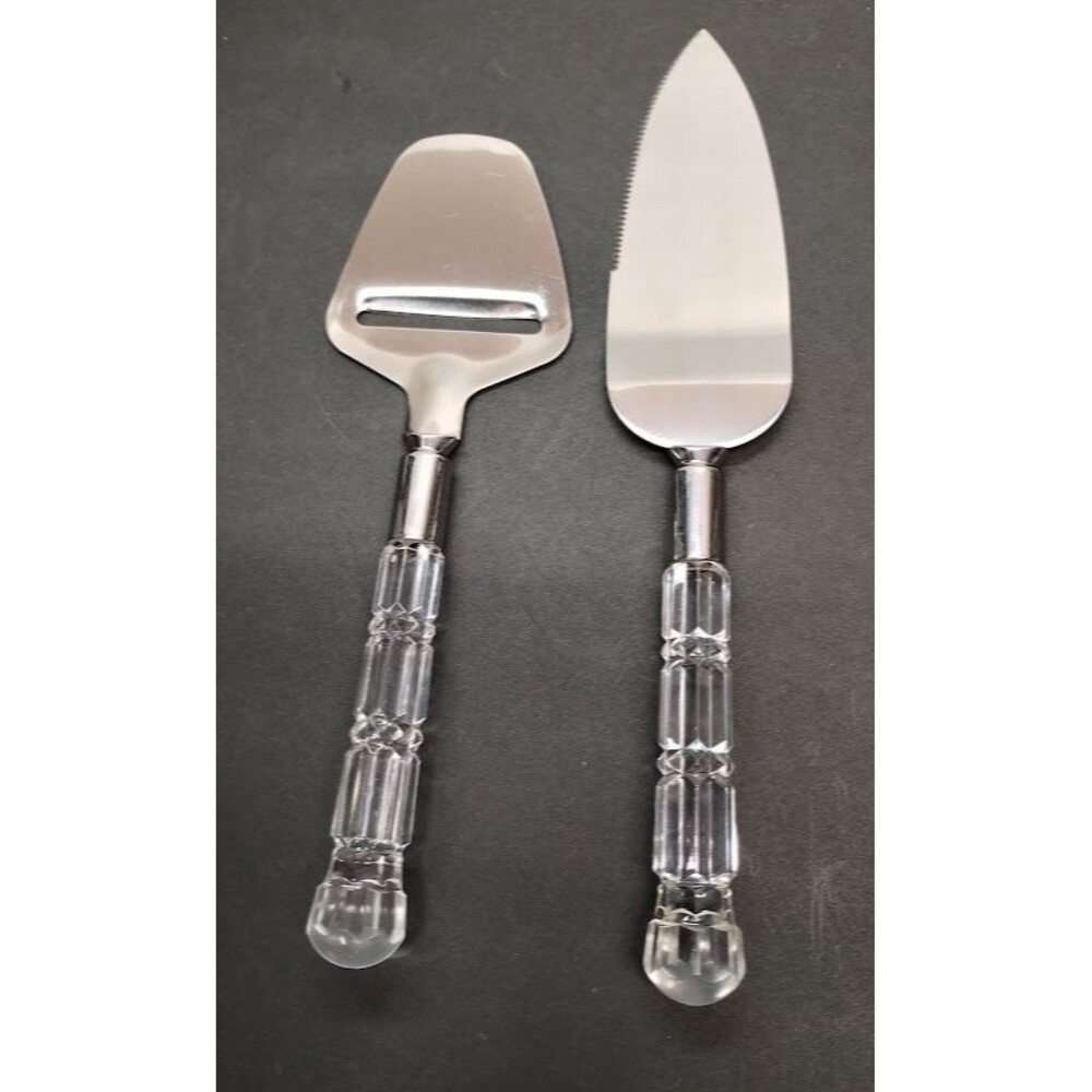 Cake Server & Knife Set, Stainless Steel, Acrylic Handle Wedding New / No Box